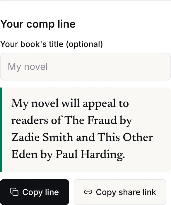 A comp line built from accepted comps, ready to copy
